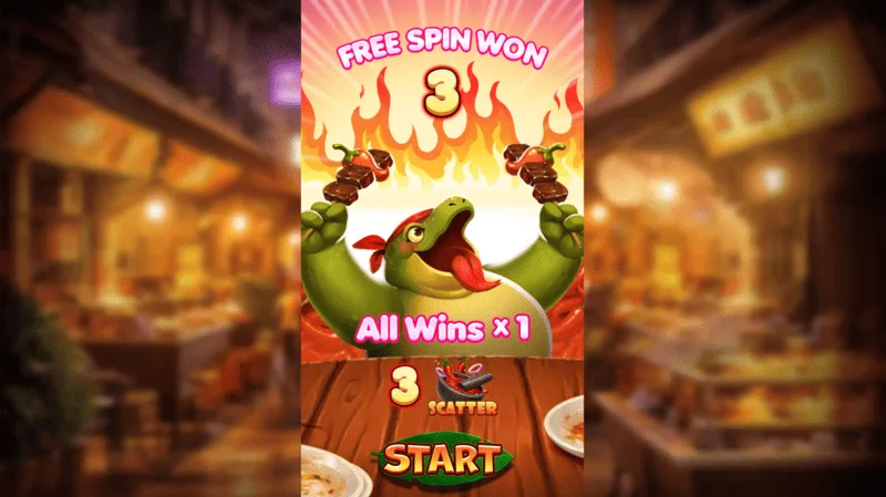 Spicy Gila - feature trigger on 3 Scatters